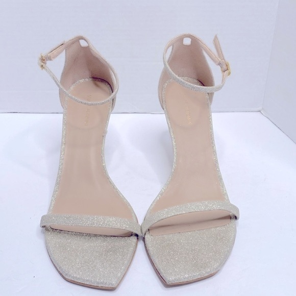 Stuart Weitzman Nudistcurve Glitter High-Heel Sandals Gold Size 11 - Picture 2 of 8